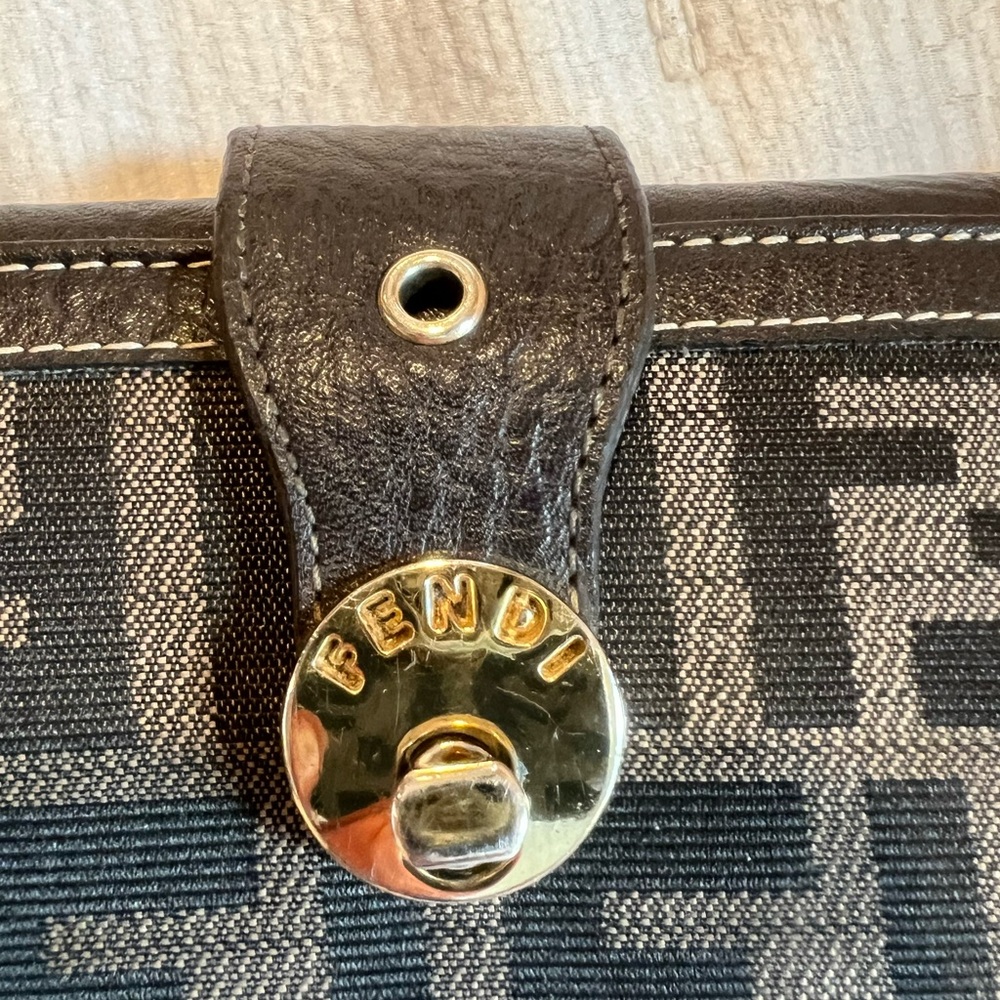 Fendi Black & Brown FF Logo Snap Wallet with Gold Hardware - Picture 5 of 6